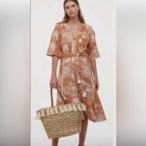 Desmond & Dempsey H& M Tropical Linen Blend Dress M